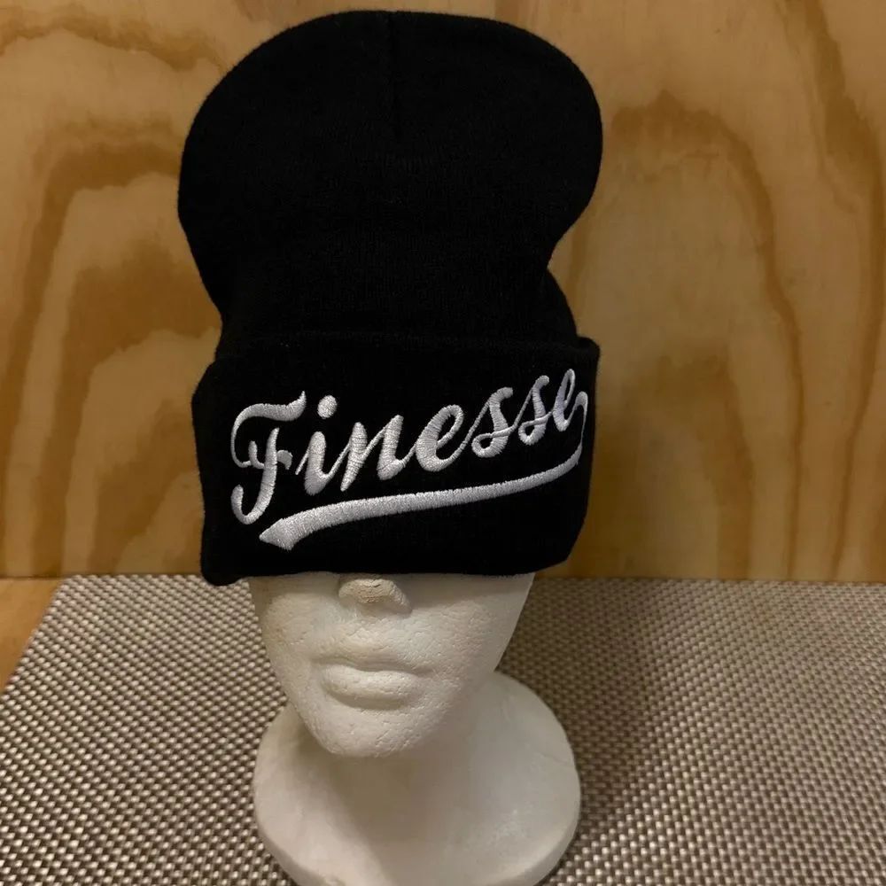 FINESSE* WAFFLE BLACK BEANIE Brand New
